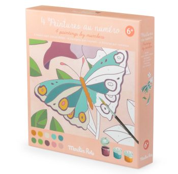 Zestaw do malowania po numerach motyl i liście dla dzieci powyżej 6 lat. Moulin Roty Malowanie po numerach LES ROSALIES