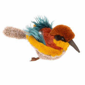 Pluszowa maskotka ptaszek żołna w kolorach brązowym żółtym i niebieskim dla dziecka. Moulin Roty Maskotka Ptaszek ŻOŁNA 22 Cm DOOKOŁA ŚWIATA