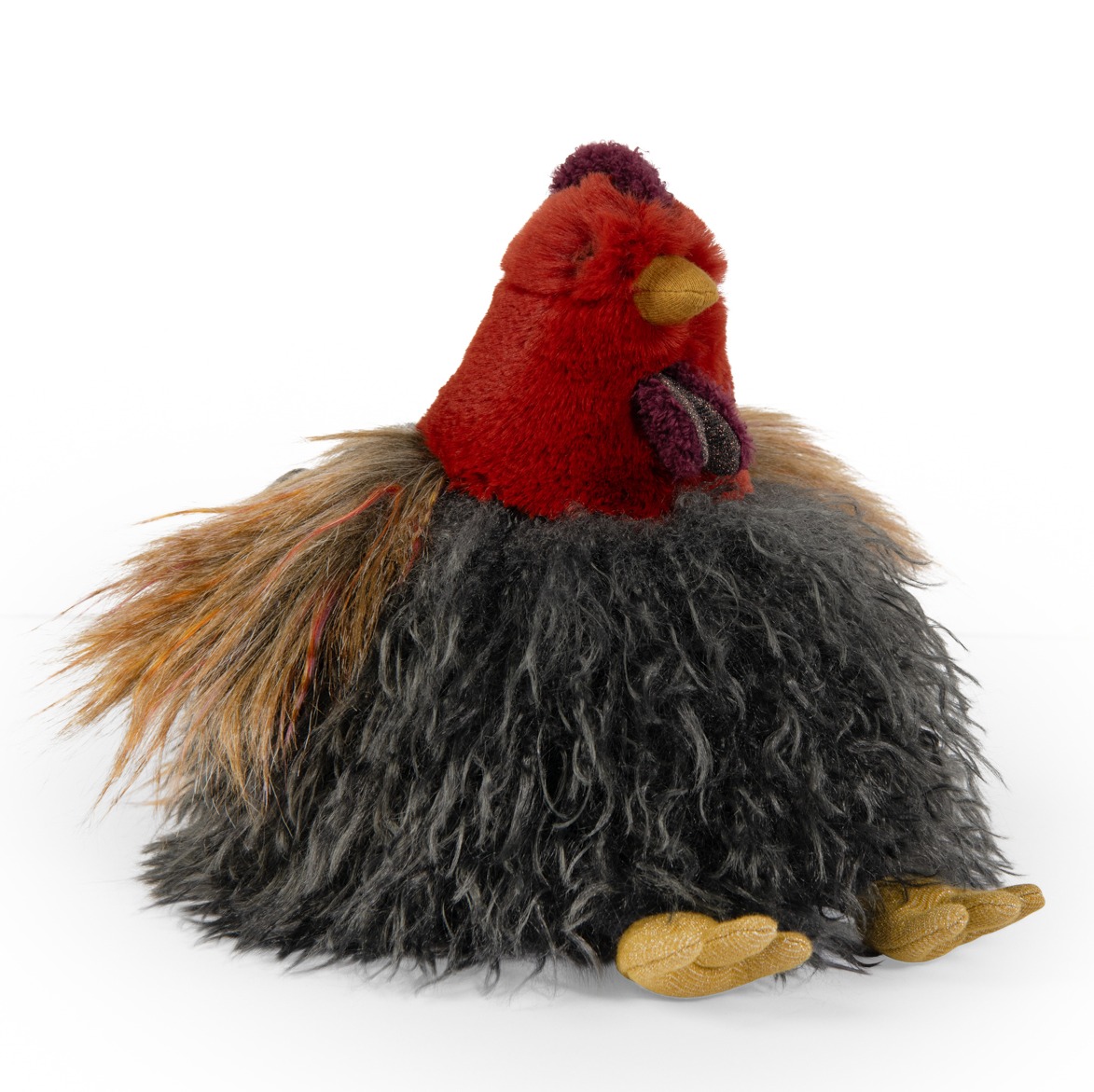 Pluszowa maskotka kura czarno-brązowa z czerwonym grzebieniem dla dziecka. Moulin Roty Maskotka kura 28cm DOOKOŁA ŚWIATA