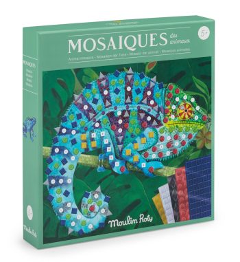 Zestaw do tworzenia mozaiki kameleon kolorowy dla dzieci powyżej 5 lat. Moulin Roty Mozaika DOOKOŁA ŚWIATA