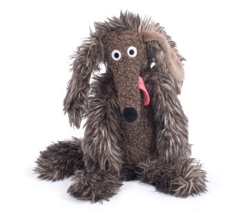 Pluszowy piesek brązowy z długim futerkiem maskotka dla dziecka. Moulin Roty Maskotka Pies POURRI 36 Cm