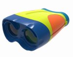 Kolorowa plastikowa lornetka dziecięca naukowa w niebiesko zielono pomarańczowych barwach. Buki Lornetka Mini Scienes
