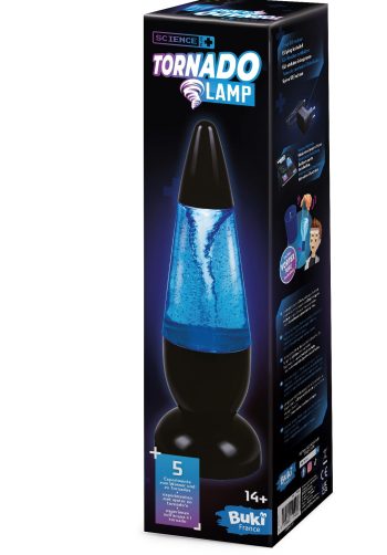Lampka nocna w kształcie lampy lawowej z efektem wiru niebieskiego płynu dla dzieci powyżej 14 lat z zestawem 5 doświadczeń naukowych. Buki Lampa tornado + 5 doświadczeń