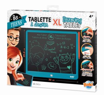 Tablet do rysowania z dużym ekranem czarny z niebieską ramką dla dzieci powyżej 4 lat. Buki Tablet XL do rysowania i zabawy