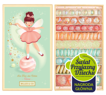 Szklane kulki w pastelowych kolorach z motywem wróżki dla dzieci. Billes & Co Szklane Kulki ŚWIAT WRÓŻEK