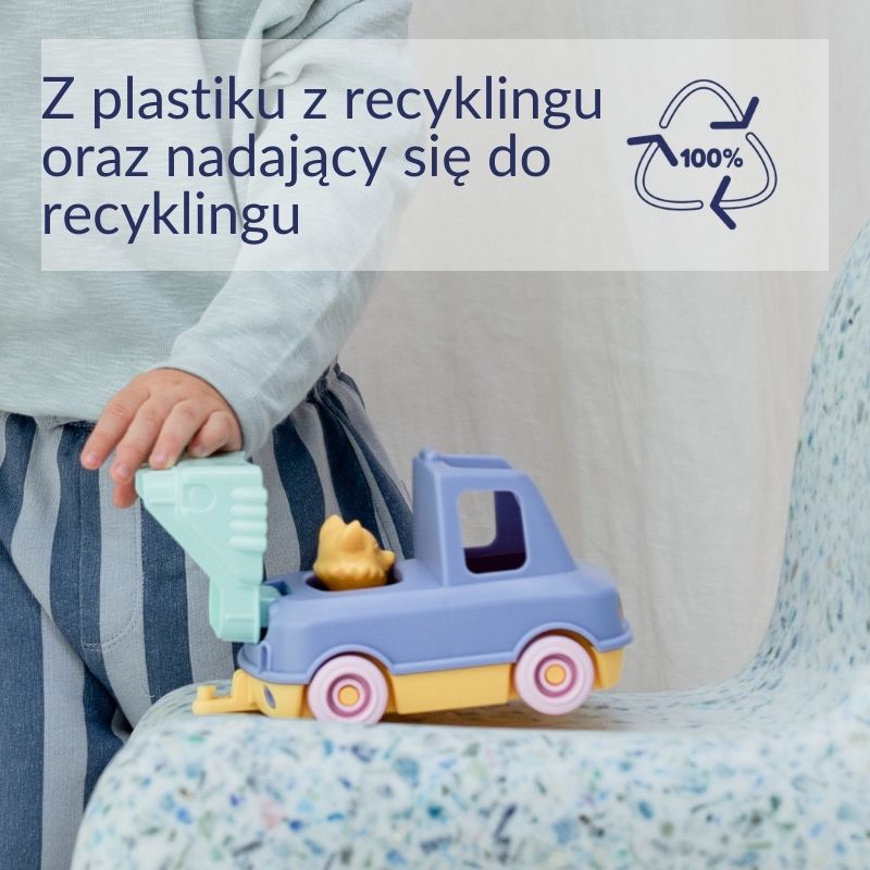 Pomarańczowy wóz strażacki z plastiku z recyklingu dla dziecka. Le Jouet Simple Pierwszy wóz strażacki pomarańczowy auto