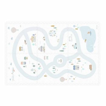 Dwustronna mata piankowa z motywem wioski i drogami dla dzieci 120x180 cm. Play&Go TILOO Dwustronna Mata Piankowa 3w1 Village 120x180cm