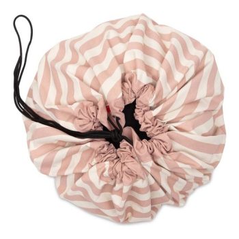 Worek na zabawki i mata do zabawy w paski różowe z czarnym sznurkiem dla dziecka. Play&Go Worek na Zabawki i Mata do Zabawy 2w1 Stripes Pink New