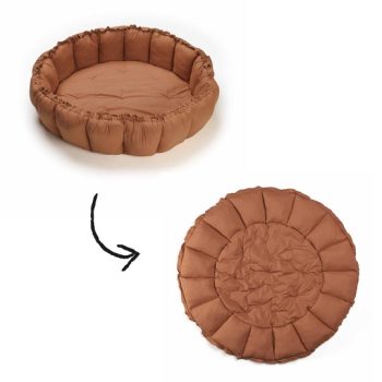 Okrągła mata do zabawy dla niemowlaka w kolorze brązowym z podniesionymi bokami gniazdo niemowlęce. Play&Go Mata do Zabawy Gniazdo Niemowlęce Bloom Organic Tawny