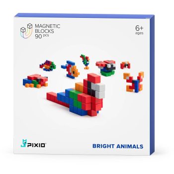 Klocki magnetyczne w jaskrawych kolorach do układania zwierząt dla dzieci powyżej 6 lat. Pixio Klocki Bright Animals Story Series