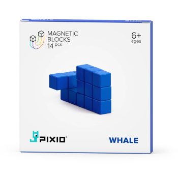 Niebieskie magnetyczne klocki w kształcie wieloryba 14 sztuk dla dzieci powyżej 6 lat. Pixio Klocki Pixio Light Blue Whale 14 szt