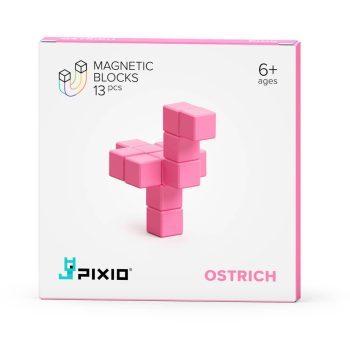 Różowe magnetyczne klocki w kształcie strusia 13 sztuk dla dzieci powyżej 6 lat. Pixio Klocki Light Pink Ostrich 13 szt