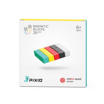Zestaw 25 kolorowych klocków magnetycznych dla dzieci powyżej 6 lat. Pixio Klocki magnetyczne 25 szt
