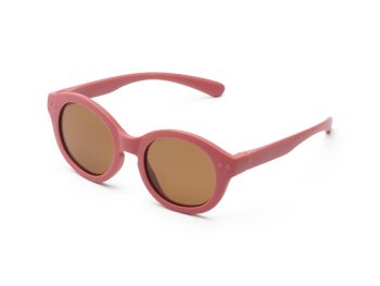 Różowe dziecięce okulary przeciwsłoneczne z okrągłymi brązowymi szkłami dla niemowląt 6-36 miesięcy. Dooky Okulary BORA BORA Vintage Pink 6-36 m