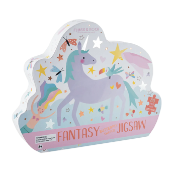 Puzzle tradycyjne 80 elementów w kształcie jednorożca z motywem fantazji dla dzieci. Floss&Rock Kraina Fantazji Puzzle 80 Elementów