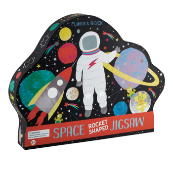 Puzzle tradycyjne 80 elementów z motywem kosmosu astronauta rakieta planety dla dzieci. Floss&Rock Kosmos puzzle 80 elementów