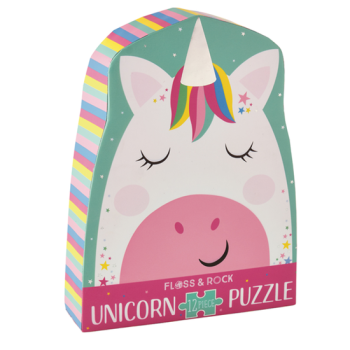 Puzzle tradycyjne 12 elementów z motywem jednorożca w pastelowych kolorach dla dzieci. Floss&Rock Jednorożec Puzzle 12 Elementów