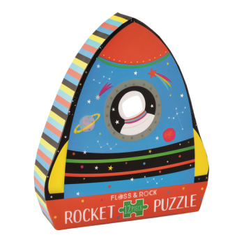 Puzzle tradycyjne 12 elementów rakieta kosmiczna kolorowa dla dzieci. Floss&Rock Rakieta Puzzle 12 Elementów