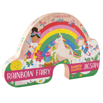 Puzzle tradycyjne 80 elementów z motywem jednorożca, tęczy i wróżek dla dzieci. Floss&Rock Zaczarowany Świat puzzle 80 elementów