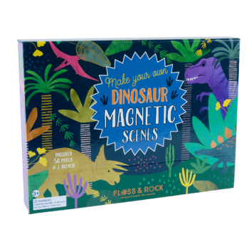 Magnetyczny zestaw kreatywny z dinozaurami do układania scen dla dzieci powyżej 3 lat. Floss&Rock Dinozaury magnetyczny zestaw kreatywny