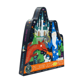 Puzzle tradycyjne 40 elementów z ilustracją czarodzieja, smoka i zamku dla dzieci. Floss&Rock Czarodziejski Zamek puzzle 40 elementów