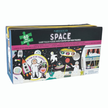 Puzzle kosmos 60 elementów dla dzieci z postaciami astronautów i statków kosmicznych. Floss&Rock Kosmos puzzle 60 elementów