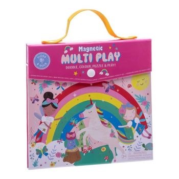 Zestaw kreatywny z tęczowymi wróżkami kolorowanka puzzle magnetyczne dla dzieci. Floss&Rock Tęczowe Wróżki Zestaw Magnetycznych i Plastycznych Zabaw 4 w 1