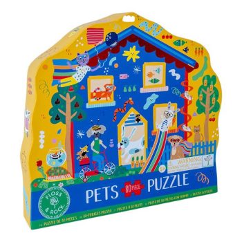 Puzzle tradycyjne 80 elementów z kolorowymi zwierzakami i domkiem dla dzieci. Floss&Rock Zwierzaki Puzzle 80 elementów