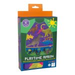 Fartuszek ochronny dla dziecka z kolorowymi dinozaurami na fioletowym tle. Floss&Rock Dinozaury Fartuszek Ochronny