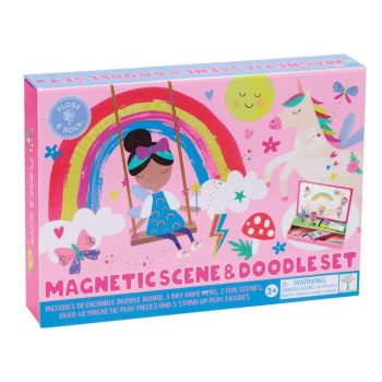 Magnetyczna układanka i tablica do rysowania z motywem tęczowych wróżek dla dzieci. Floss&Rock Magnetyczna układanka i tablica do rysowania Tęczowe Wróżki