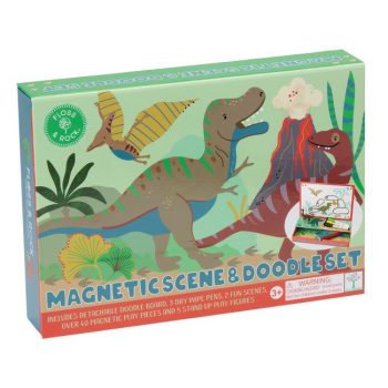 Magnetyczna układanka i tablica do rysowania z motywem dinozaurów dla dzieci. Floss&Rock Magnetyczna układanka i tablica do rysowania Dinozaury