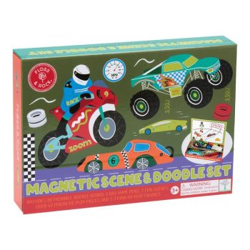 Magnetyczna układanka i tablica do rysowania z motywem auta i motocykla dla dzieci. Floss&Rock Magnetyczna układanka i tablica do rysowania Auta