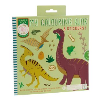 Kolorowanka z naklejkami dinozaury z pachnącą okładką dla dzieci. Floss&Rock Kolorowanka z pachnącą okładką Dinozaury