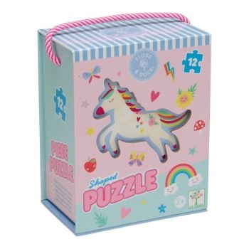 Puzzle tradycyjne 12 elementów z tęczowym jednorożcem dla dzieci. Floss&Rock Puzzle 12el. Tęczowe Wróżki