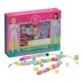 Zestaw do tworzenia breloczków i zawieszek z kolorowymi koralikami i sznurkami dla dzieci. Floss&Rock Zestaw do tworzenia personalizowanych breloczków i zawieszek – Fashion Friends