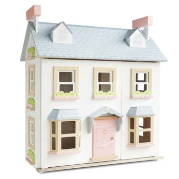 Drewniany domek dla lalek biały z różowymi i zielonymi elementami dla dzieci. Le Toy Van drewniany domek dla lalek Mayberry