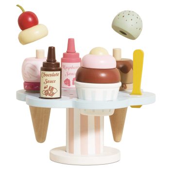 Drewniany zestaw do zabawy lody rożki z dodatkami dla dzieci. Le Toy Van Drewniane lody rożki zestaw Carlo’s Gelato lodziarnia