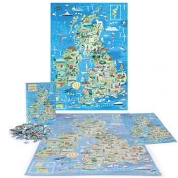 Ilustrowana mapa Wielkiej Brytanii i Irlandii puzzle tradycyjne 1000 elementów dla dorosłych i dzieci. boppi Bopster ilustrowane puzzle 1000 el Wielkiej Brytanii i Irlandii