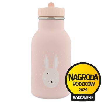 Różowa termiczna butelka dla niemowlaka z nadrukiem białego królika 350 ml. Trixie Baby Królik Butelka Termiczna 350 ml