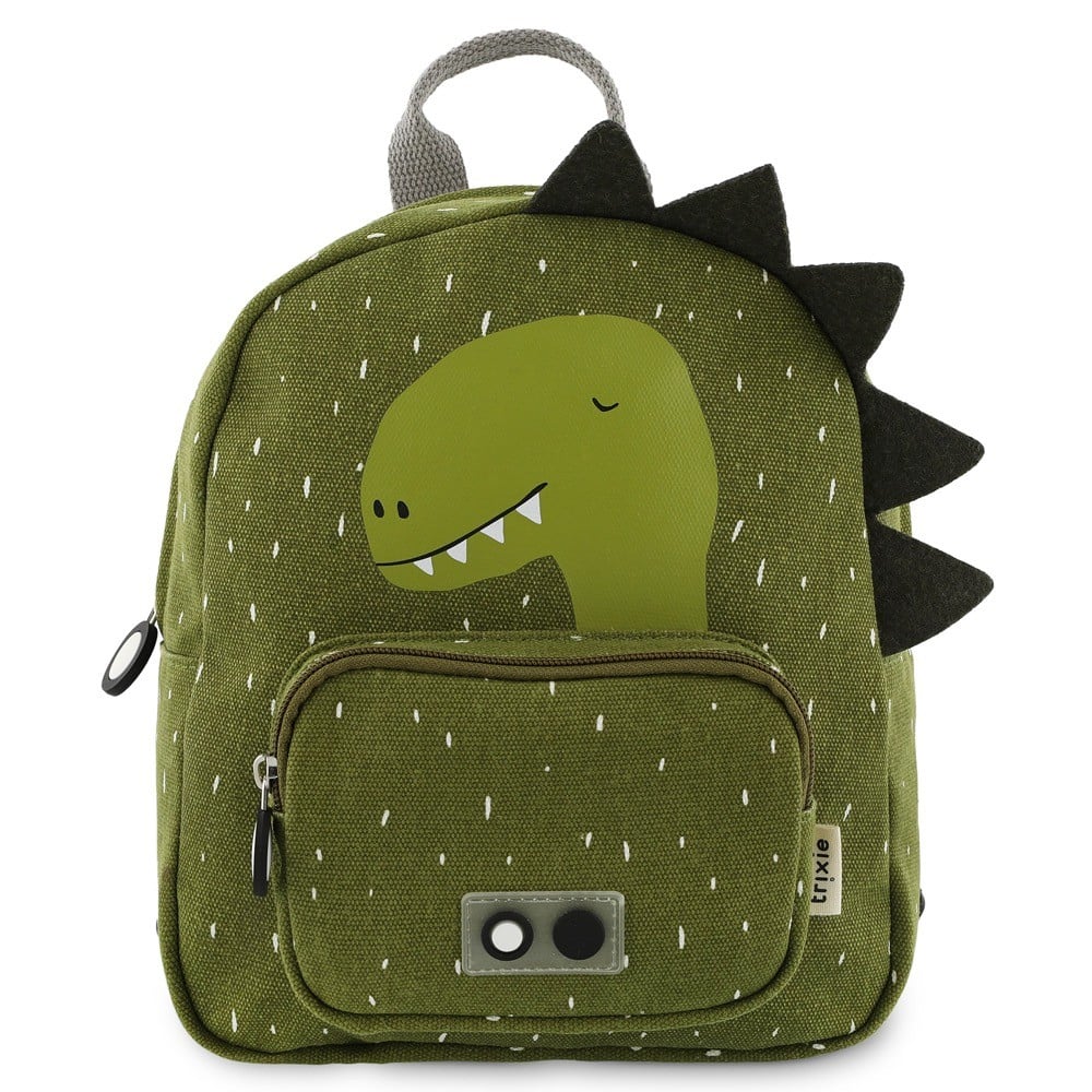 Zielony plecak dziecięcy z motywem dinozaura z czarnymi kolcami dla dziecka. Trixie Baby Dinozaur Plecak Mały