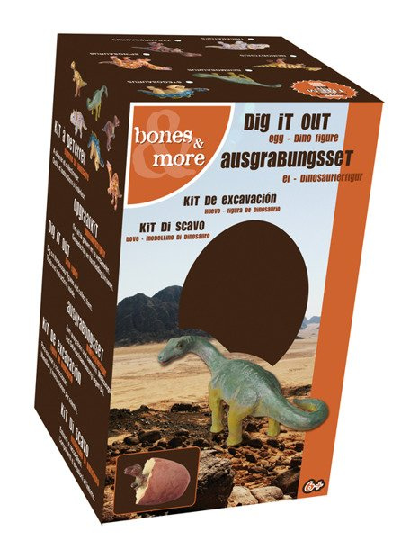 Duża figurka dinozaura zielono-żółta z zestawu wykopaliskowego z jajka dla dzieci. Navir Bones&More Duża figurka dinozaura wykopalisko z jajka 10cm