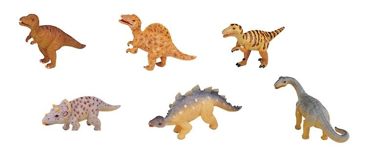 Zestaw sześciu małych figurek dinozaurów w różnych kolorach i wzorach dla dzieci. Navir Bones&More Duża figurka dinozaura wykopalisko z jajka 10cm