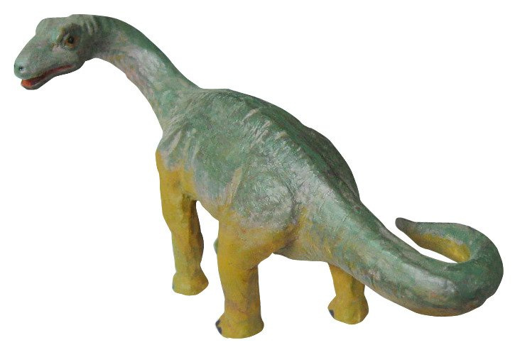 Zielono-żółta figurka dinozaura z długą szyją 10 cm dla dziecka. Navir Bones&More Duża figurka dinozaura wykopalisko z jajka 10cm