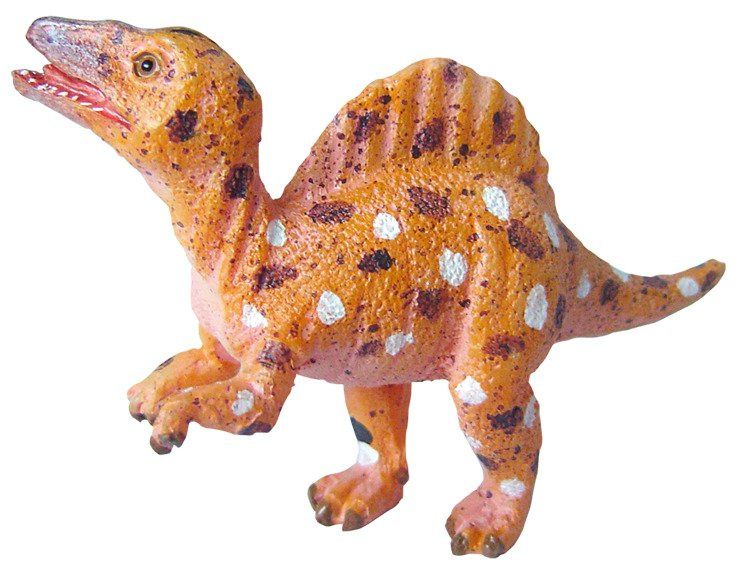 Pomarańczowa figurka dinozaura z białymi i czarnymi plamami dla dziecka. Navir Bones&More Duża figurka dinozaura wykopalisko z jajka 10cm