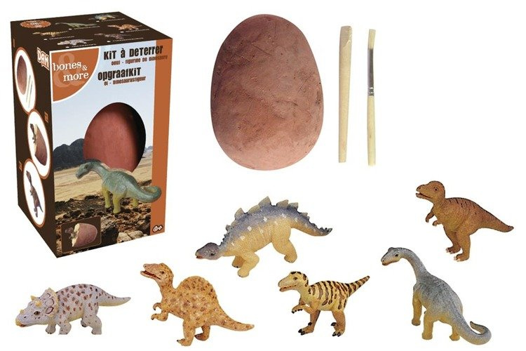Zestaw do wykopalisk z figurką dinozaura i narzędziami dla dzieci. Navir Bones&More Duża figurka dinozaura wykopalisko z jajka 10cm
