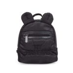 Czarny pikowany plecak dziecięcy z uszami i kieszenią z przodu dla dziecka. Childhome Plecak dziecięcy My first bag Pikowany Czarny