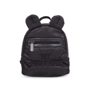 Czarny pikowany plecak dziecięcy z uszami i kieszenią z przodu dla dziecka. Childhome Plecak dziecięcy My first bag Pikowany Czarny