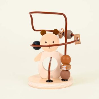 Drewniana mini gra zręcznościowa w kształcie misia z kolorowymi koralikami na drucie dla dziecka. Egmont Toys Drewniana mini gra zręcznościowa Marcel