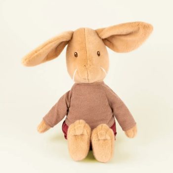 Pluszowy królik w brązowym sweterku siedzący dla dziecka. Egmont Toys Przytulanka Królik Lenny 40cm