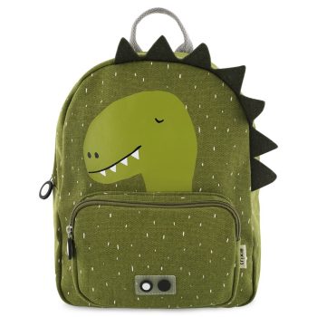 Zielony plecak dziecięcy z motywem dinozaura z wypustkami na plecach dla dziecka. Trixie Baby Dinozaur Plecak